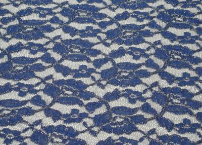 China Azul metálico respetuoso del medio ambiente de la tela del cordón, tela de nylon CY-LW0791 del cordón del algodón en venta