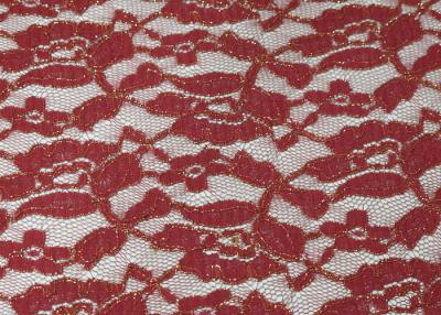China Stretchable Red Metallic Lace Fabric For Wedding Dress CY-LW0791 SGS for sale