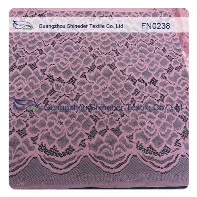 China Fancy Pink Scallop Nylon Wedding Lace Fabric ±140CM Width For Summer Clothes for sale