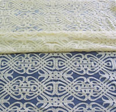 China Voile Yellow Cotton Nylon Lace Fabric Eco-friendly Dyeing For Curtain Decoration CY-DK0035 for sale