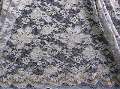 China Black Scalloped Metallic Bulk Floral Lace Fabric Eco-Friendly Dyeing CY-LW0060 for sale