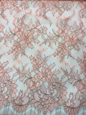 China Coloured Designs Chantilly Lace For Wedding Dresses , French Lace Fabric for sale