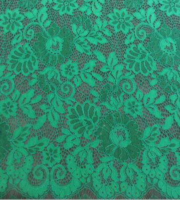 China Green Scalloped Edge Lace Fabric for sale