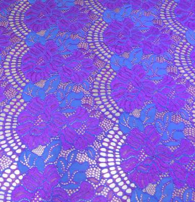 China 150CM Width Floral Cotton Nylon Lace Fabric Purple / White / Black For Ladies Dressing for sale