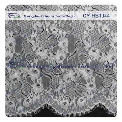 China Big Bridal Eyelash Chantilly Lace Trim / Scalloped Lace Fabric for sale