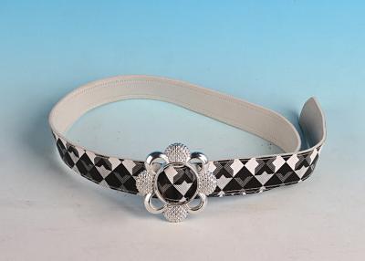 China High quality Female Fashion Beading flower buckle Plaid design Promotion PU Belt for sale