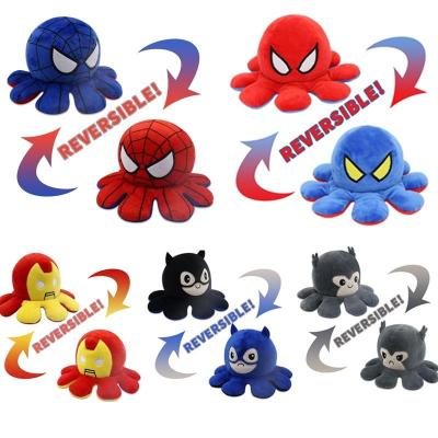 China Marvel Spiderman Reversible Octopus Plush Toy Batman Iron Man Double-Sided Flip Stuffed Toys for sale