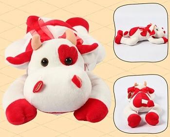 China Promotion Gifts Lovely Red Cow Shape Custom Small Stuffed Animals For Children for sale