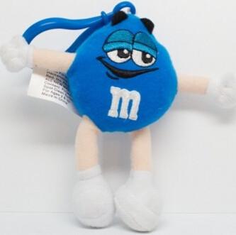 China Cute Blue M&M Character Stuffed Toy Keychain , Polyester Material for sale