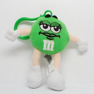 China Green M&M Character Stuffed Animals Cute Plush Keychains Customized for sale