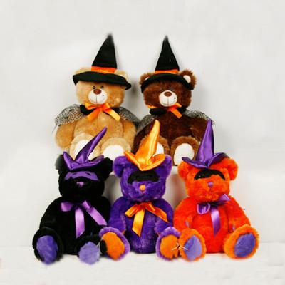 China Black and Orange Halloween Teddy Bear Stuffed Toys For Halloween Party for sale