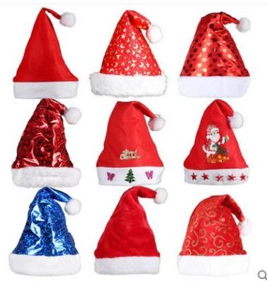 Κίνα Εξατομικευμένο βελούδου καπέλο Χριστουγέννων παιχνιδιών χορεύοντας με χρυσό Podwer, κόκκινο/μπλε προς πώληση