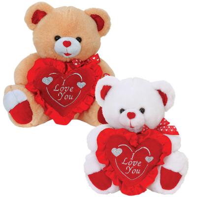 China Cute Valentines Day Teddy Bear With Flower Heart Stuffed Push Toys for sale