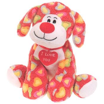 China Custom Stuffed Animal Dogs With Red Heart , Fashion Small Plush Dog for sale