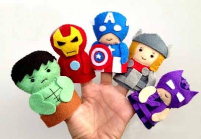 China Fashion Cartoon Plush Toys The Avengers Felt Finger Puppets , For Promotion Gifts and Premium for sale