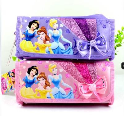 China Purple / Pink Disney Princess Plush Pencil Bag with Zipper For Promotion Gifts for sale