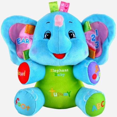 China Talking Blue Elephant Cute Baby Plush Toys With Music Animals For Baby Learning for sale