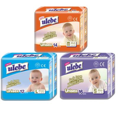 China Ultra Absorbent Baby Diaper Pant A Grade Disposable Newborn Tape Diapers for sale
