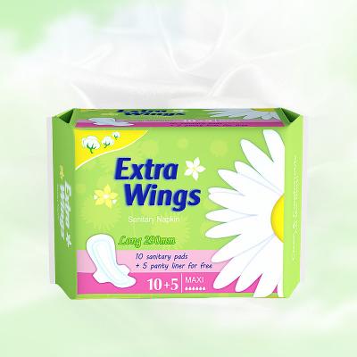 China Green Feminine Sanitary Pads Menstrual Towels Organic Cotton Soft Extra Wings for sale