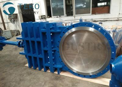 China Bevel Gear Operated Large Diameter Knife Gate Valve Fabricated Carbon Steel Body for sale