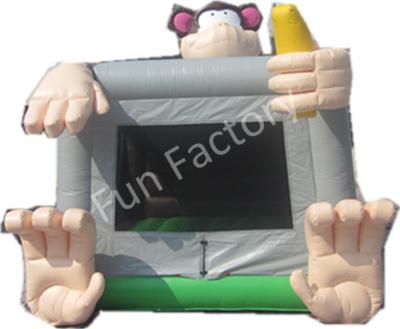 China Big Monkey Banana Inflatable Bounce House With Netting Door for sale