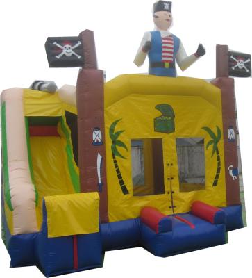 China PVC Family Inflatable Combo Bouncer Slide Yellow Pirate Box for sale