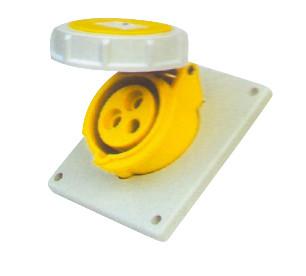 China Ip67 16 Amp 3 Pin Industrial Socket Female Angled Panel Mounting for sale