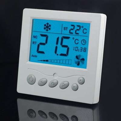 China Air Conditioning Digital Fan Coil Thermostat NTC 10K Sensor With 3 Fan Speed for sale