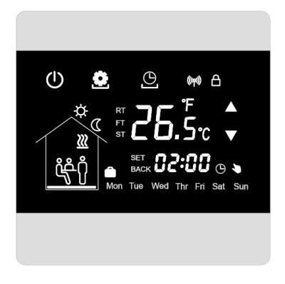 China 2 Watt Touch Screen Thermostat IP20 220/230VAC With Manual And Programme Mode for sale
