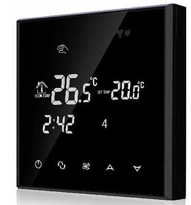 China Heating / Cooling Touch Screen Room Thermostat NTC Sensor Black Color for sale