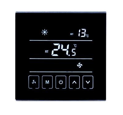 China Black Touch Screen Digital Room Thermostat IP20 NTC Sensor 86*86*14mm Size for sale