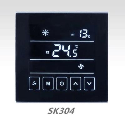 China 220V Central Air Conditioner Thermostat / Black Touch Screen Room Thermostat for sale