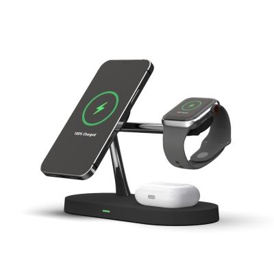 China 5 In 1 15W Qi Fast Holder Wireless Charging Stand For IPhone Apple Watch Charging Dock Station for sale