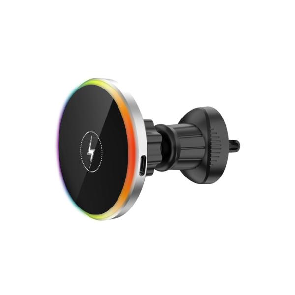 Quality Colorful Lights Car Wireless Charging Magnetic Air Vent Car Phone Mount Holder for sale