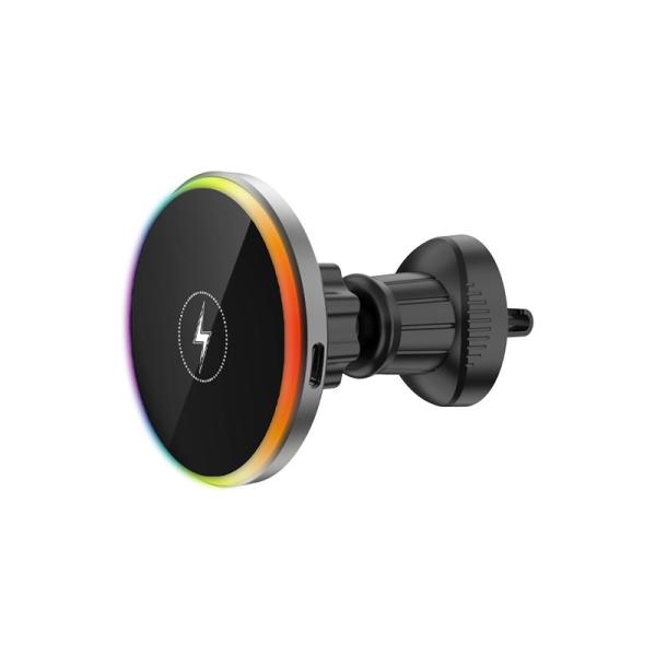 Quality Colorful Lights Car Wireless Charging Magnetic Air Vent Car Phone Mount Holder for sale