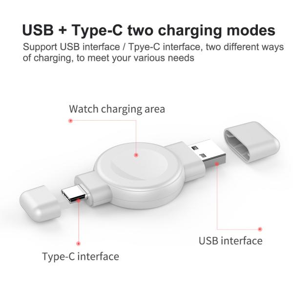 Quality ABS PC Material Smart Watch Wireless Charger USB Cable Included for sale