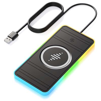 China Apple Compatible Black Wireless Car Charging Pad Charge Non-Slip Pad With RGB Colorful Light à venda