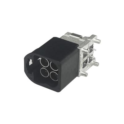 China Code A Black Color Mini FAKRA Connectors For PCB Right Angle Mount for sale