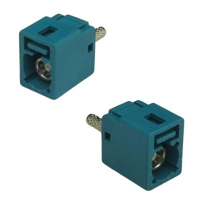 China WaterBlue Color FAKRA Z PCB Connector Straight Type For Car Radio Antenna for sale