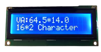 China 16 caráteres X 2 linhas negativo azul do módulo STN da exposição do LCD do caráter com luminoso branco à venda
