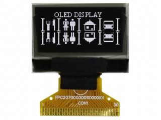 China PMOLED Display 0.96 Inch 30 Pins 128x64 Dots Oled Lcd Display White I²C COG Graphic Monochrome for sale