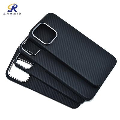 China Metal Ring Camera Full Protection Kevlar Aramid Fiber Phone Case For iPhone 14 for sale