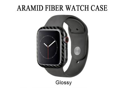 China Caja de reloj a prueba de choques brillante de la fibra de Aramid para la serie del reloj de Apple 4 5 en venta