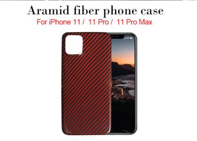 China Schwarzer und roter glatter Twill Aramid-iPhone 11 Abdeckungs-Kasten zu verkaufen