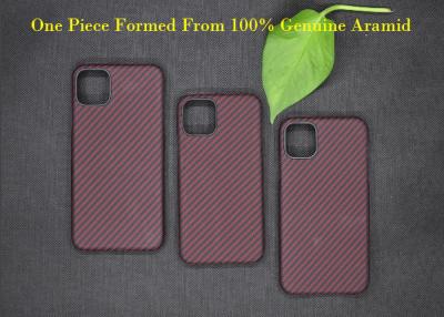China Caja real del teléfono de la fibra de Aramid del estilo de la tela cruzada del anillo de goma para el iPhone 11 en venta