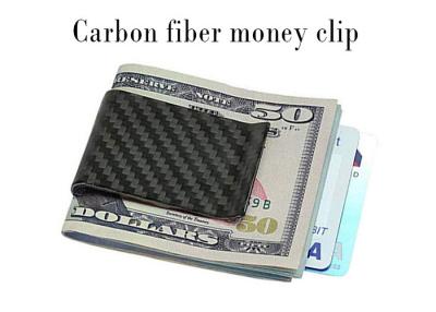 China Black Light Weight Glossy Carbon Fiber Money Clips Wallets for sale