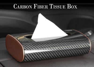 China Luxury Home Anti Scratch Glossy Carbon Fiber Tissue Box for sale