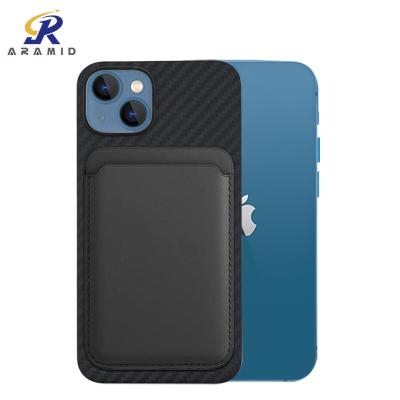 China OEM iPhone 13 Magnetic Aramid Fiber Phone Case With Plastic Ring Design for sale