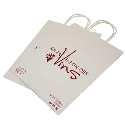 Chine Sacs blancs de Papier d'emballage de sacs en papier marqués par vin avec l'impression de Pantone 221C de poignées à vendre