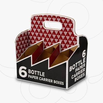 China Varnishing 6 Bottle Carrier Cardboard TakeAway Pantone Corrugated Boxes Printing for sale